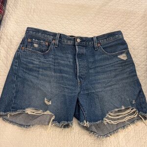 Levi's Blue Distressed Jean Shorts